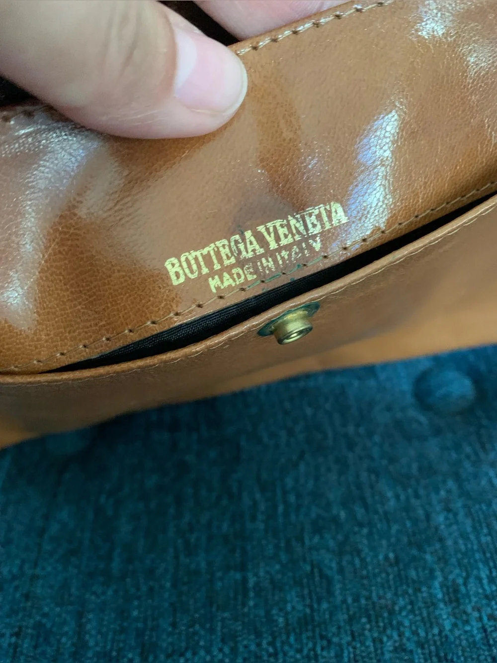 Vintage Bottega Veneta Tan Leather Wrist Clutch